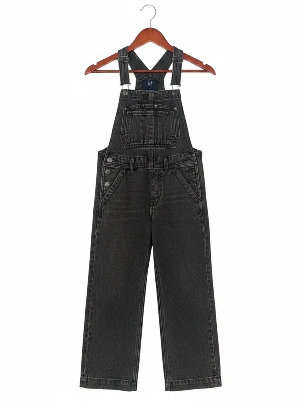 gap teen washed black denim overalls